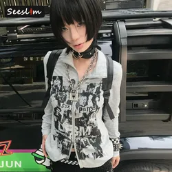 Seeslim Grafische T-shirts Jaren 2000 Kleding Y2k Tees Vrouwelijke Koreaanse Mode Lange Mouw Hotsweet Goth Dames T-shirt Herfst Tops chic