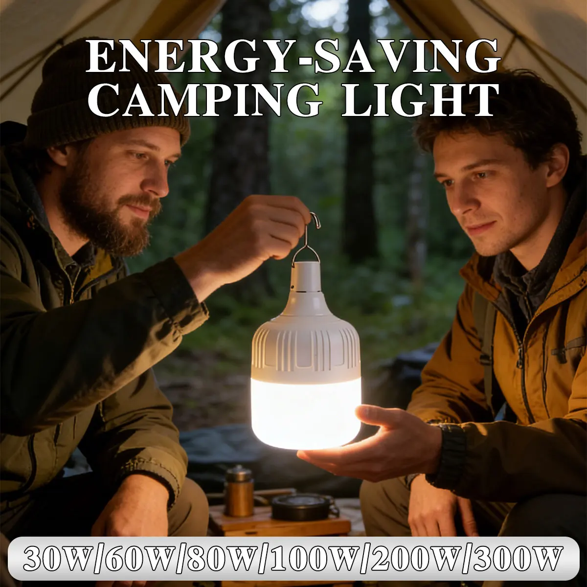 Portable Rechargeable LED Camping Light with Hook Dimmable Tent Lantern Emergency Night Lamp for Adventure Hiking Travel Use