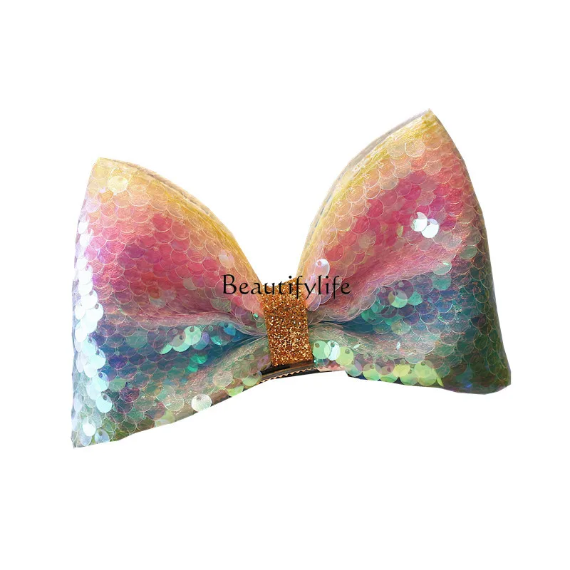 

Princess Mermaid Sequined Three-Dimensional Bow Barrettes Graceful and Cute Top Clip Hairpin