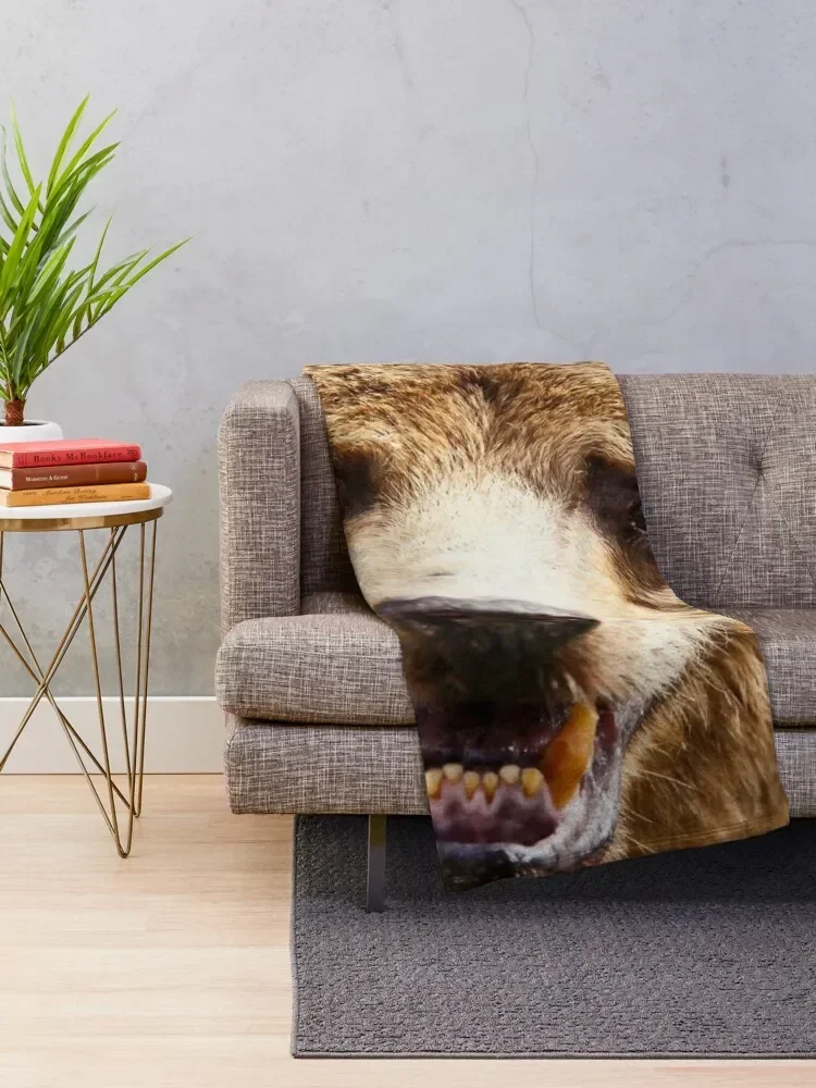 

Brown Grizzly Bear Throw Blanket anime Personalized Gift wednesday Furry Blanket