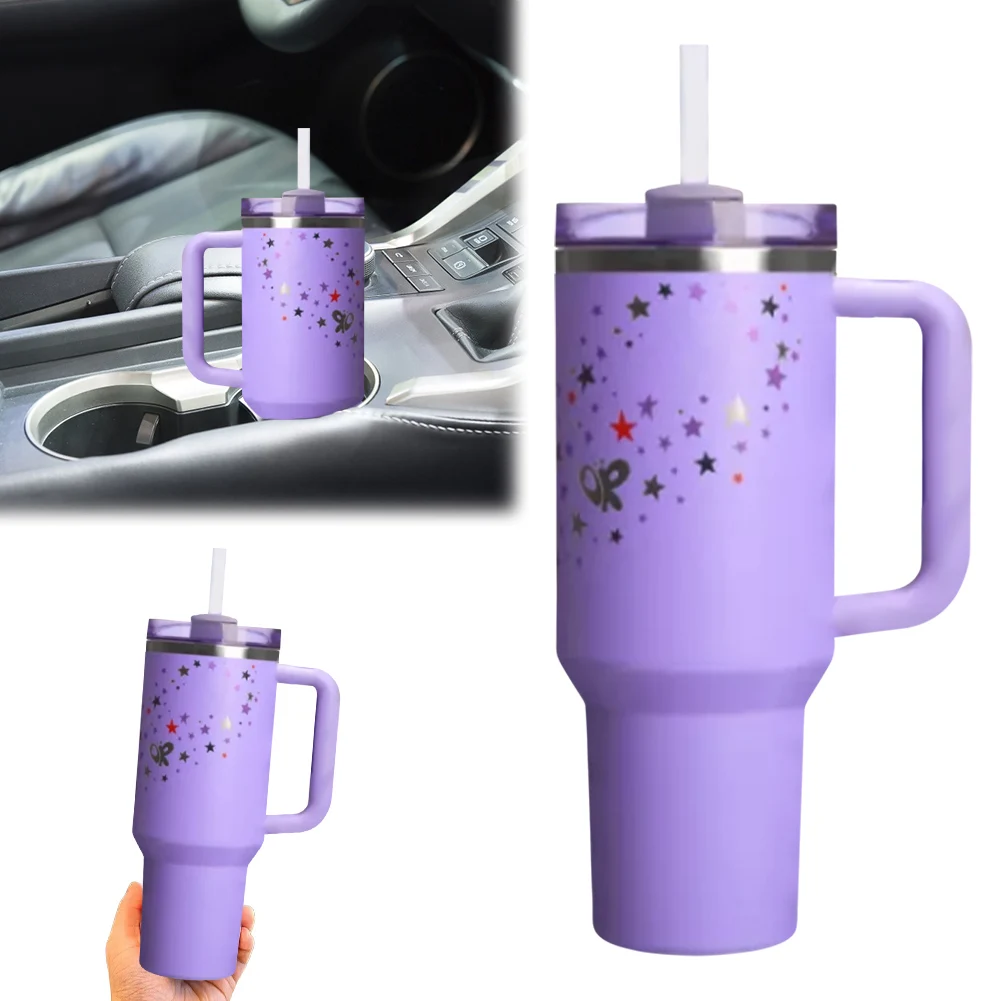 New 40oz Vacuum Insulated Tumbler with Lid & Straw Stainless Steel Water Bottle acuum Cup 2.0 Thermal Mug Hot Cold Coffee Drinks