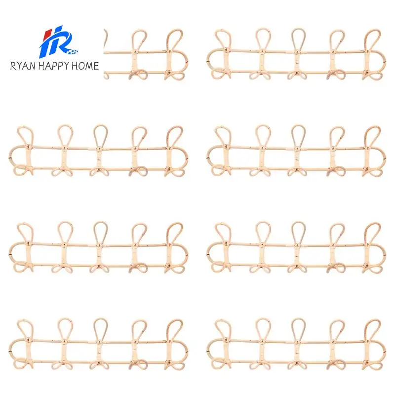 

8X Large Rattan Wall Hooks Clothes Hat Hanging Hook Crochet Cloth Holder Organizer Hangers Decor For Home Decor