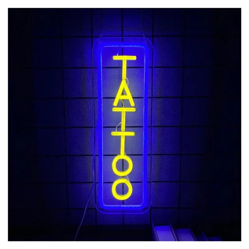 Tattoo Neon Sign Dimmable For Tattoo Salon Studio Business Wall Decor Letter Light USB Powered 15.75inx5.32in