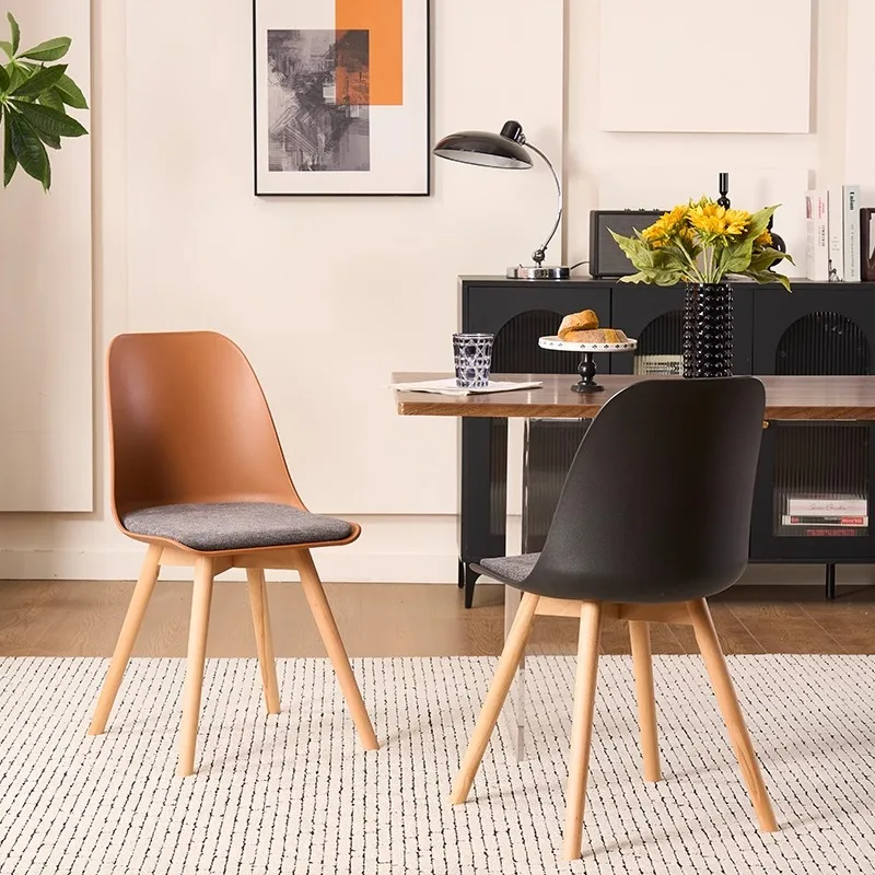 Office Chair Solid Wood Frame Modern Task Chair Scandinavian Home Office Chair with Lumbar Support