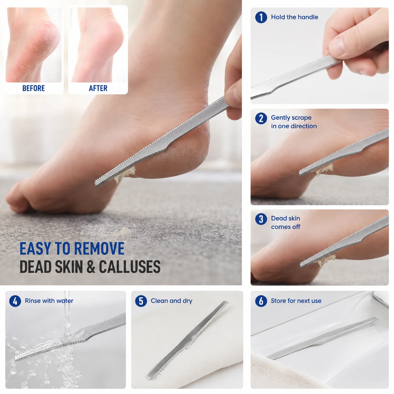 5PCS Foot Callus Remover Dead Skin Scraper Pedicure Knife Toe Nail Shaver Foot Care Kit