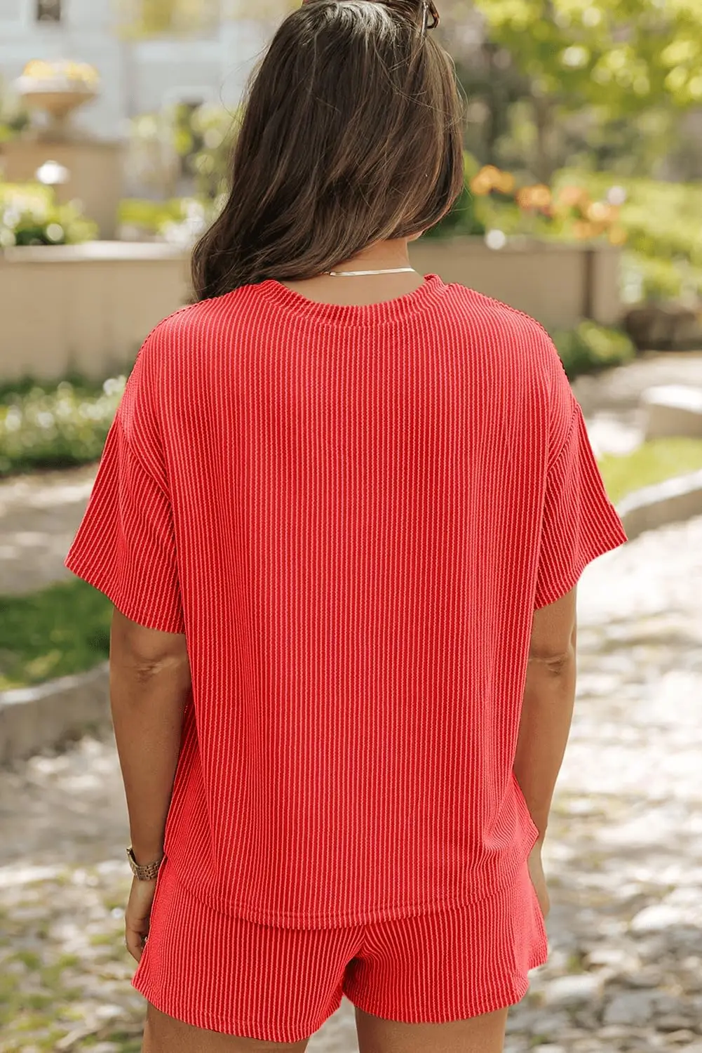 أطقم بيجامات نسائية مكونة من قطعتين ملابس نوم Pjs ناعمة ومريحة بأكمام قصيرة ملابس علوية وسروال قصير طقم ملابس للاستلقاء #2