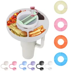 1 Pcs Snack Bowl for Stanley 40oz Tumbler with Handle, Plastic Snack Tray with 4 Compartment Compatible for 40oz with Handle