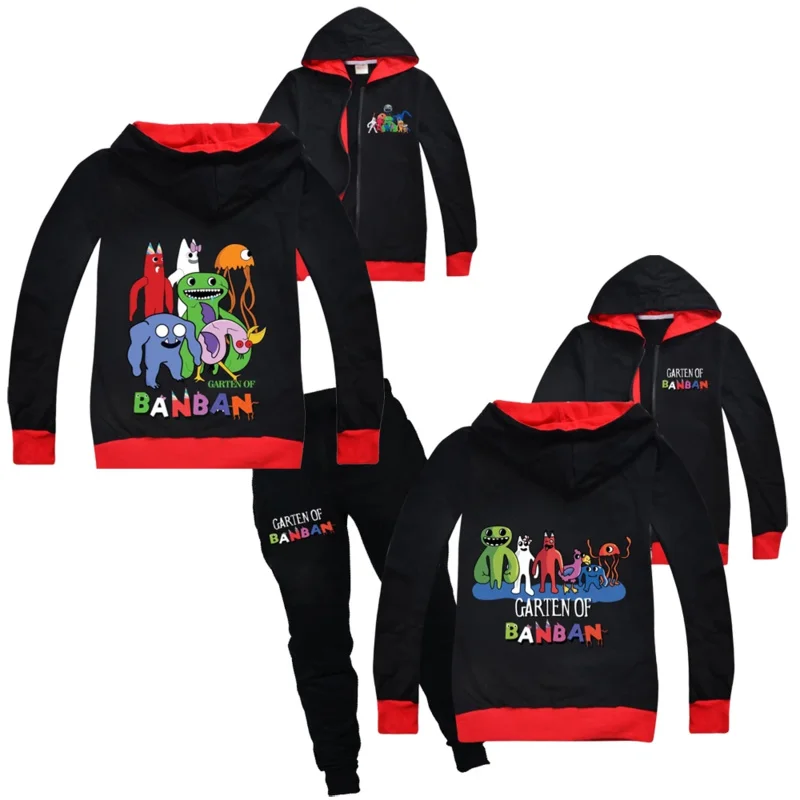 Garten of Banban Boys Autumn Zipper Jackets Pants Set Kids Garden of Banban Hoodies Girls Sweatshirt Children Clothing Sportwear