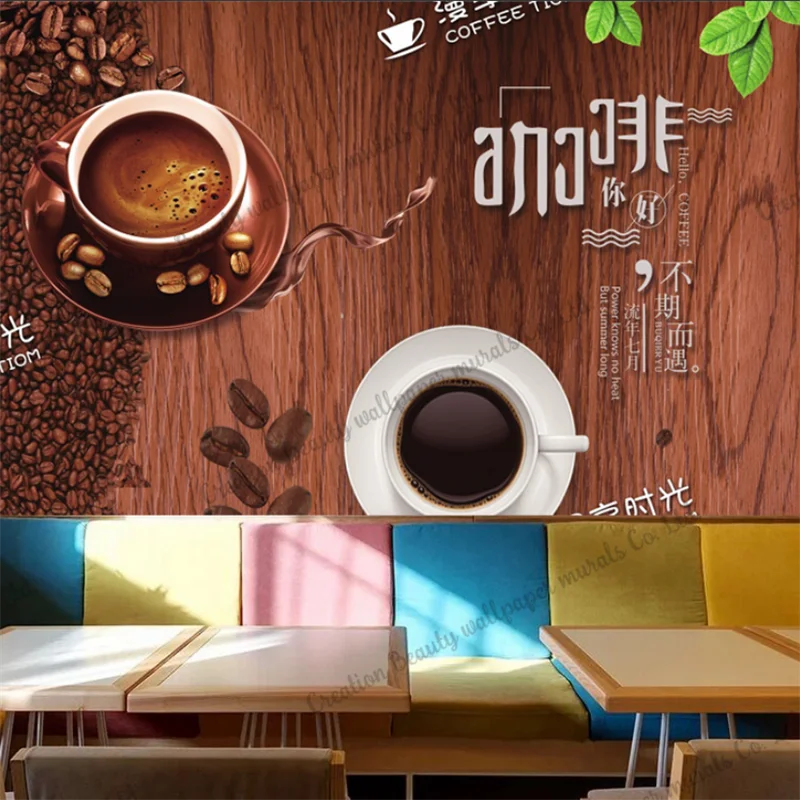 

Customized Text Coffee Wallpaper Industrial Decor Mural Coffee Shop Cafe Restaurant Background 3D Wall Paper Papel Tapiz