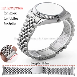 18mm 19mm 20mm 21mm Curved End Stainless Steel Strap for Rolex for Jubilee for Seiko Bracelet Solid Steel Strap Folding Buckle