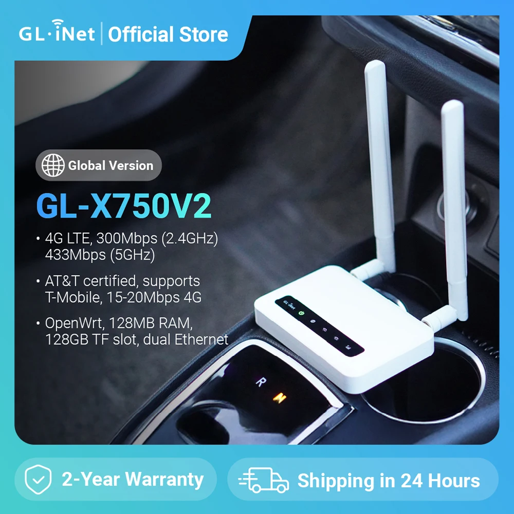 

GL.iNet Spitz (GL-X750V2) 4G LTE OpenWrt Router AC750 Dual-Band Wi-Fi IoT Gateway VPN Client and Server built-in MicroSD slot