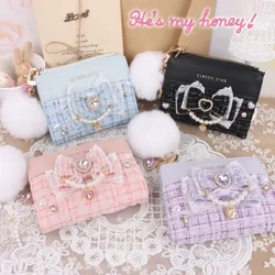 Women's Cute Wallet Female Lolita Small Short PU Leather Purse Ladies Card Holder Money Bag Fashion Blow Wallet Girls Gift