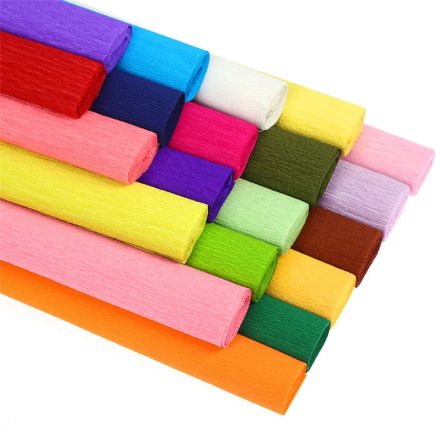 250*25cm Colored Crepe Paper Roll Origami Crinkled Crepe Paper Craft DIY Flowers Decoration Gift Wrapping Paper Craft