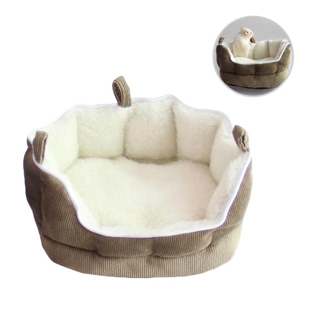 

Cozy Soft Bed Small Pet House Ferret Bed Sofa Warm Sleeping Bag For Rabbit Guinea Pig Hamster Squirrel Mice Coffee Color Small