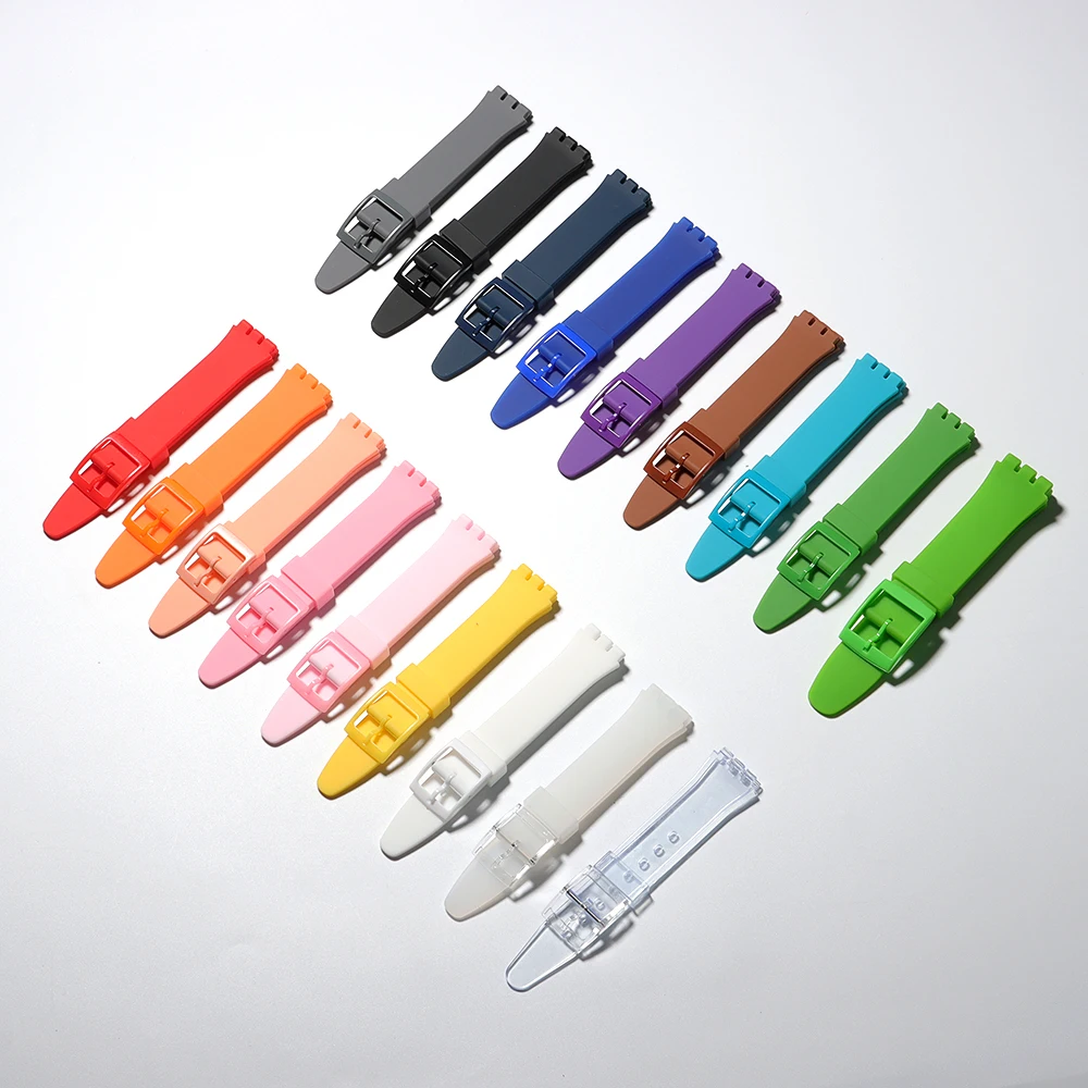 Silikon-Uhrenarmband für Swatch, buntes Sportarmband, Ersatz-Armband, Gummi-Uhrenzubehör, 16 mm, 17 mm, 19 mm, 20 mm – Detail 2