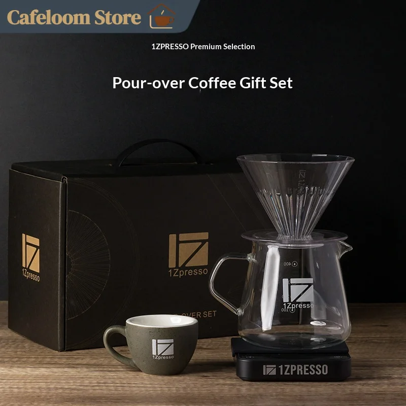 

1zpresso Pour Over Coffee Gift Set Coffee Dripper Server Pot Electronic Coffee Scale Ceramics Coffee Cup Gift For Friends