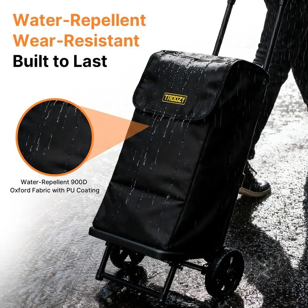 Zusammenklappbarer Einkaufswagen mit doppeltem Funktionsfunktion und wasserdichter Tasche von 57 lb, 330 Pfund Tragkraft, Treppensteigerräder für Lebensmittel, Wäsche und Bewegungen