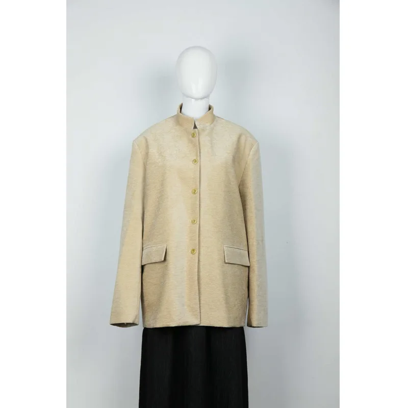 KWTX ชุดสตรี Blazer สีทึบคอเดี่ยว Office Elegant Luxury ฤดูใบไม้ผลิฤดูร้อน 2025 คุณภาพสูง Designer