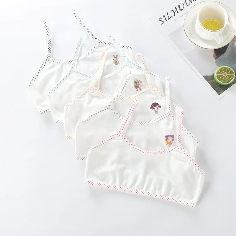 3PCS Adolescent Girls Sling Cotton Underwear Elementary School Students Thin section Girl Bra Girls 7-14 Y Children Tube Top