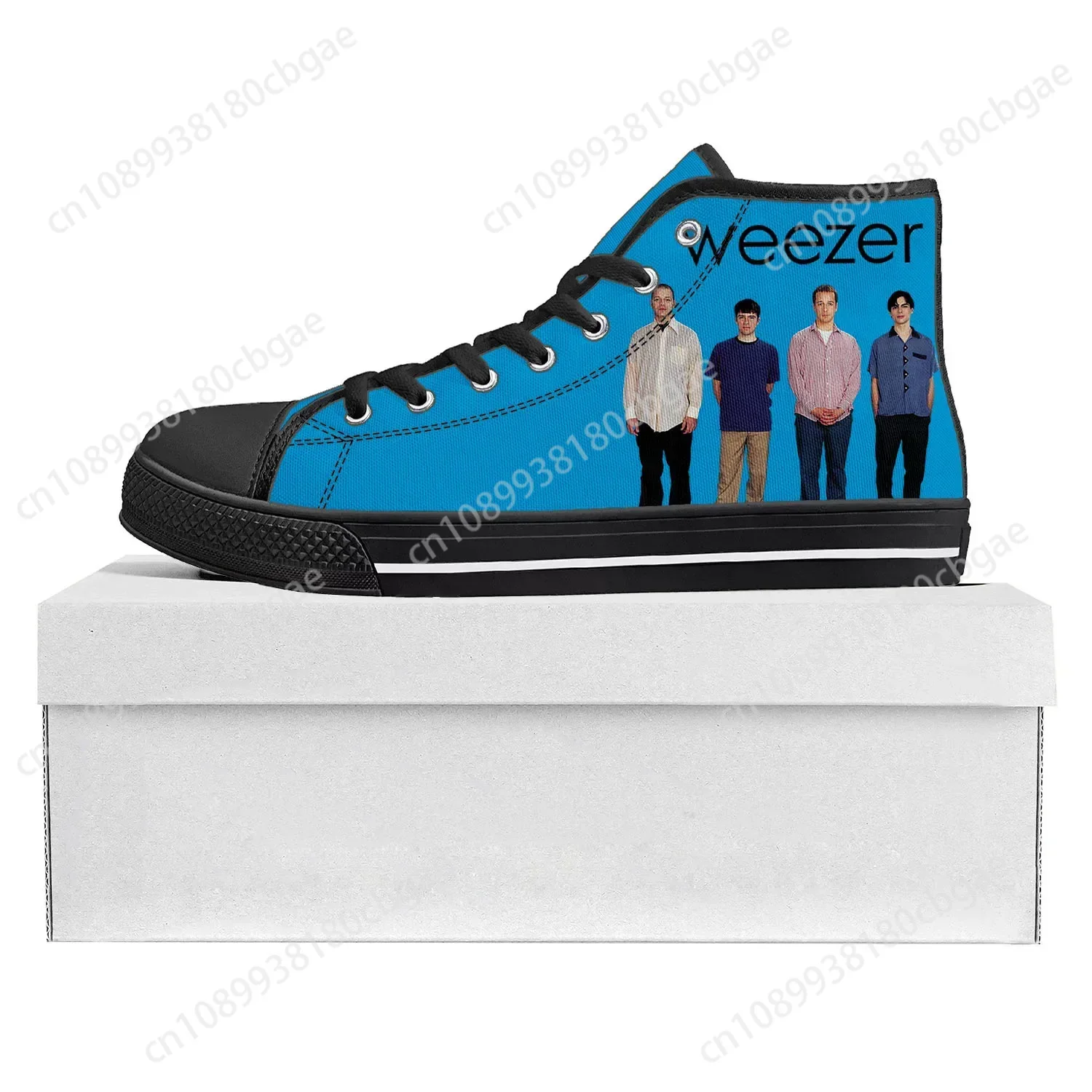 

Weezer Pop Rock Band High Top High Quality Sneakers Mens Womens Teenager Canvas Sneaker Casual Couple Shoes Custom Shoe Black