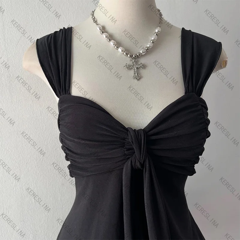 Einfarbiges Damen-Unterhemdkleid, Street Casual, vielseitig, Y2K2000s, ästhetisches Hip-Hop-Mode-Emo-Mädchen, schlankes, sexy Damenkleid