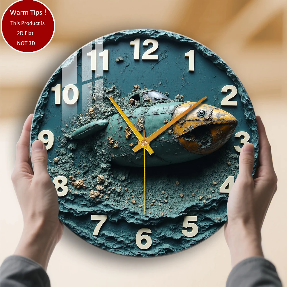 

Настенные часы из закаленного стекла. Часы для подводной лодки с зеленой текстурой. Подходит для настенного декора или настольного дисплея в любом месте.
