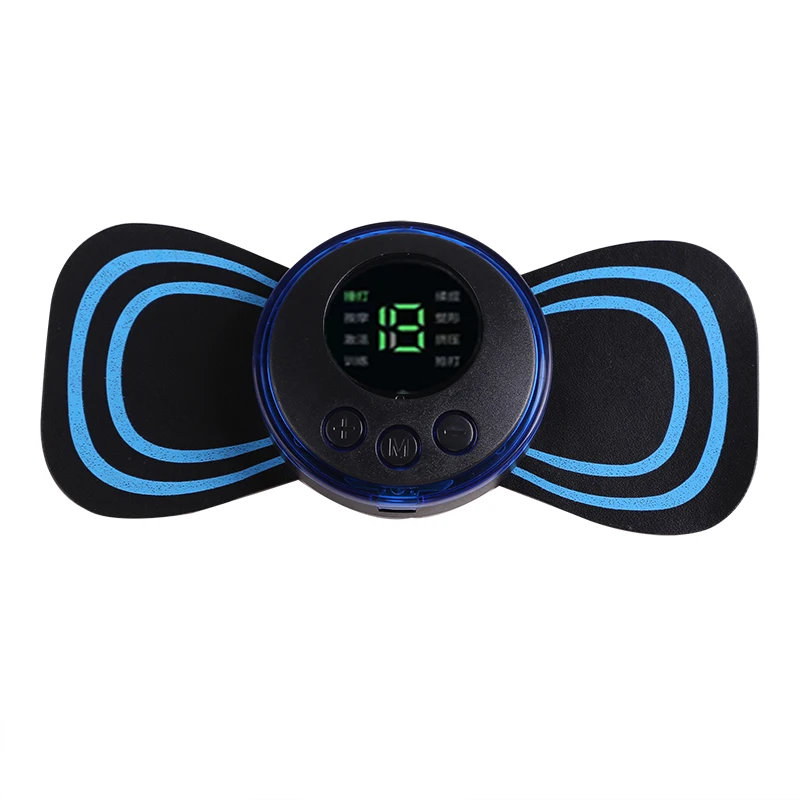Neck Massager with LCD Display 8 Modes Self-Adhesive Gel  Electric Muscle Stimulator Cervical Patch Slimming Pads for Relaxation