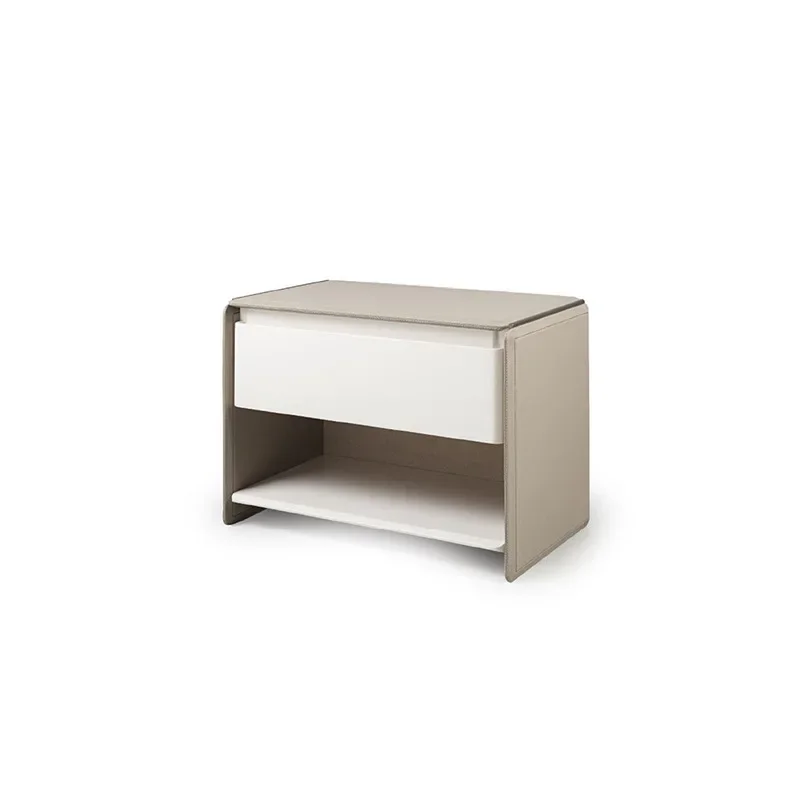 

Italian minimalist solid wood bedside table light luxury modern bedroom high-end bedside storage cabinet