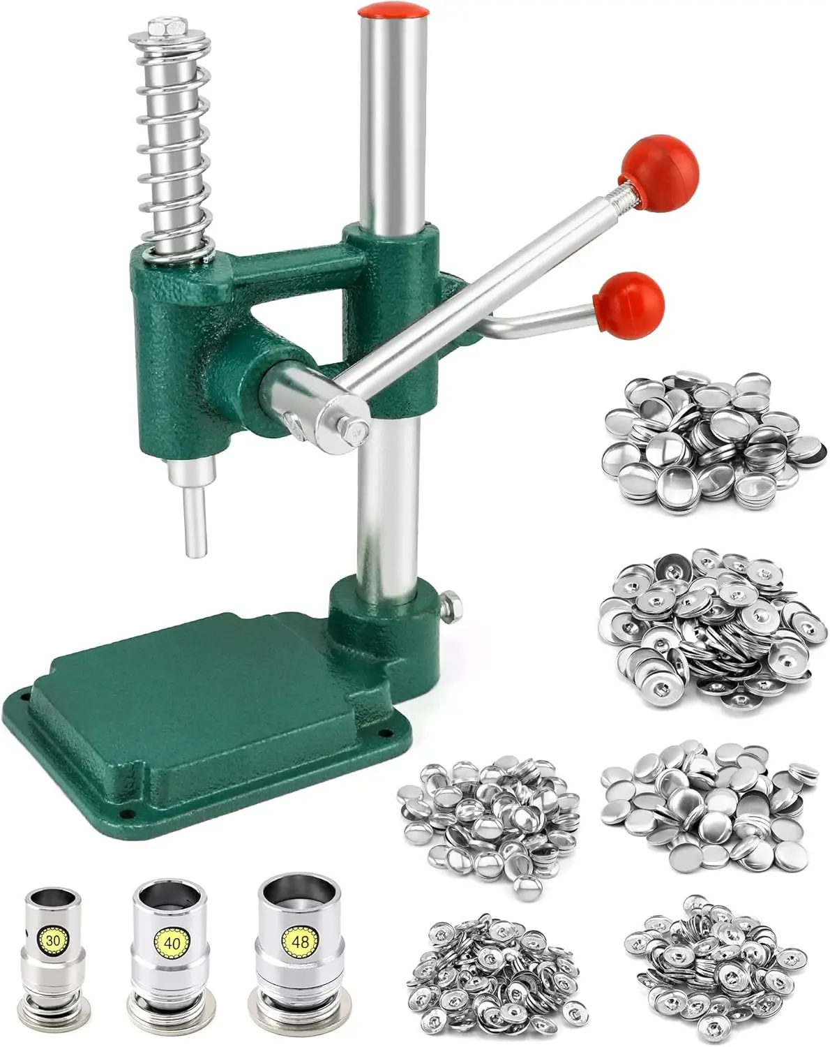 

Fabric Button Maker Kit with 3 Die Sizes - Adjustable Press Tool for Sewing, DIY, Upholstery, 11/16", 1", 1-3/16"
