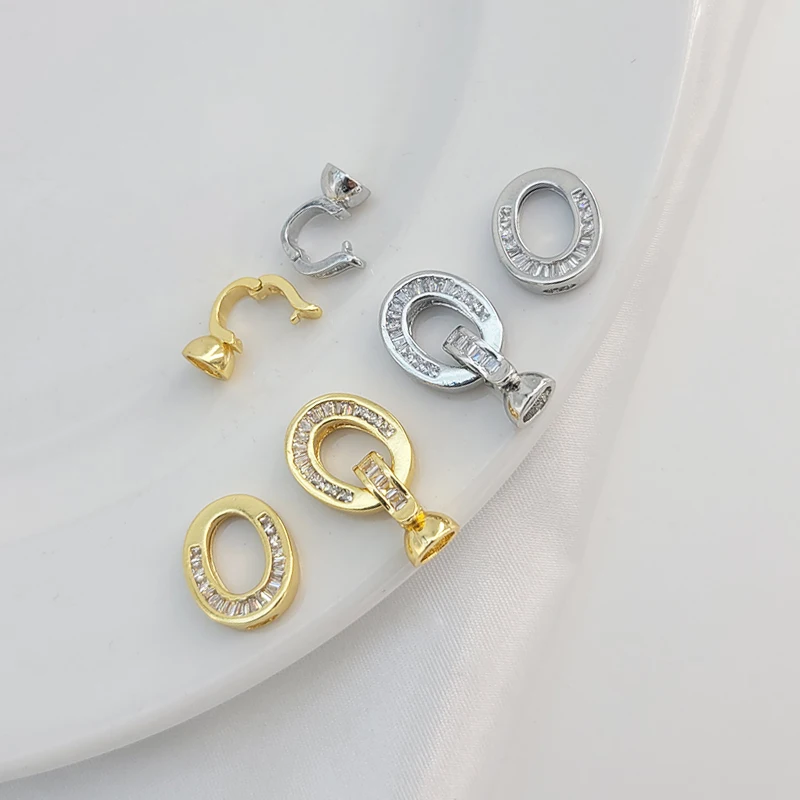 

1 Piece of Gold-plated Copper Zirconia Oval Connecting Clasp DIY Pearl Necklace Bracelet Jewelry Making Material Accessories