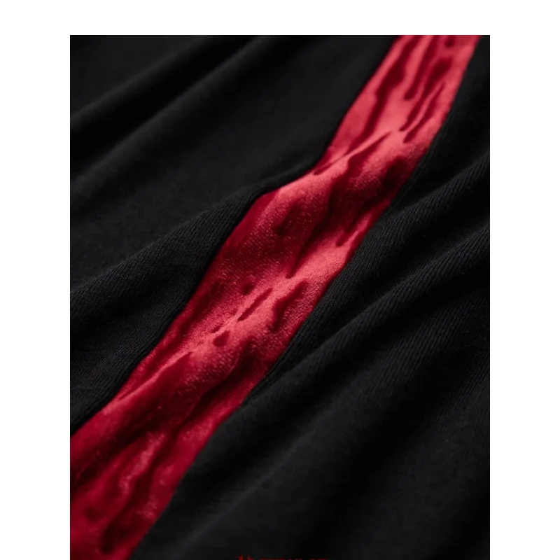 Harajuku Contrast Color Patchwork Tshirts Grunge Knitted Women Bodycon Tops Y2k Aesthetic Half High Collar Vintage Tees