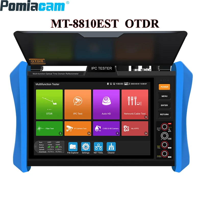 

MT-8810EST OTDR 8 Inch big screen built-in camera combined with 8K H.265 CCTV Tester SFP OPM VFL Fiber Optic Cable Testing Tool