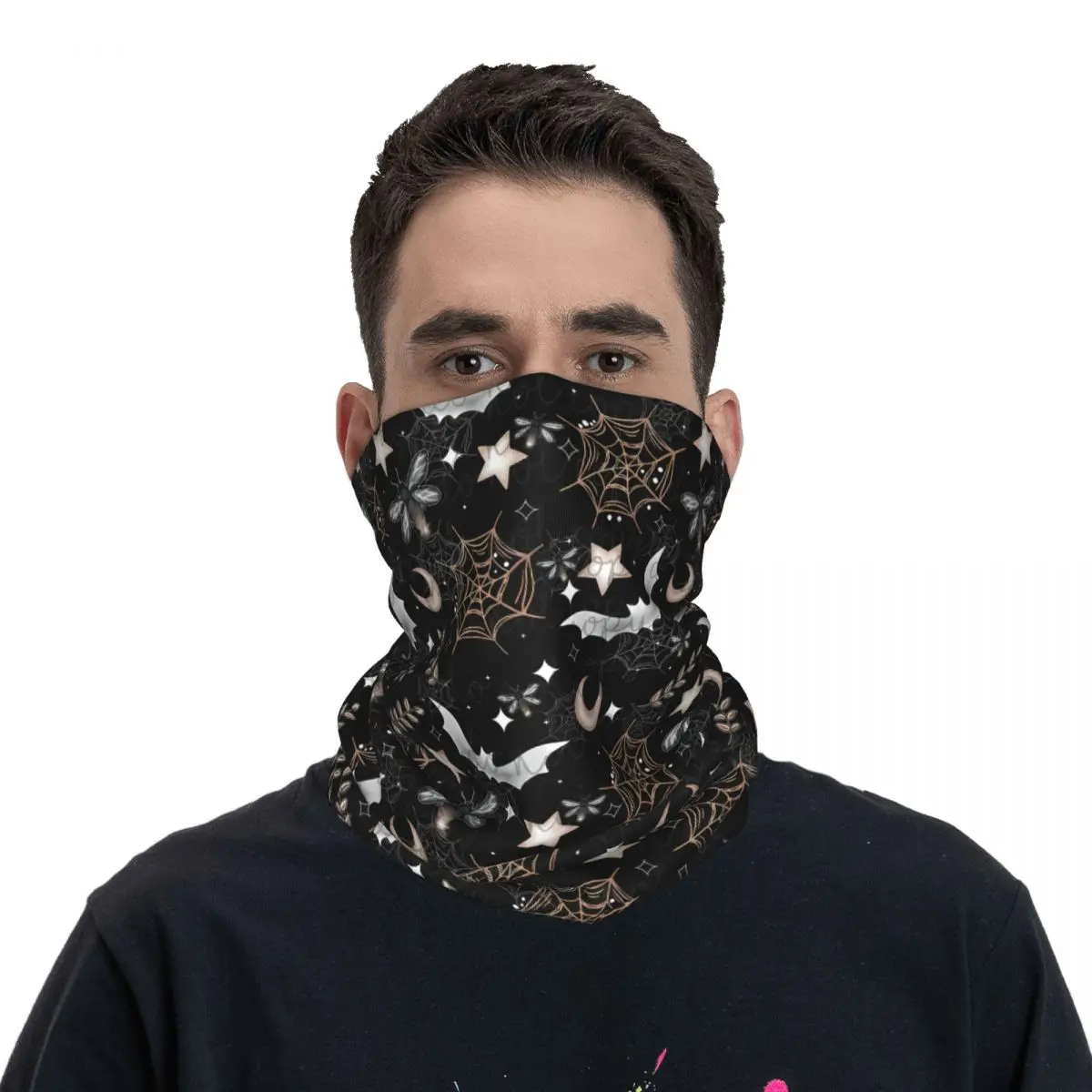 Bat Spiderweb Thin Wrap Scarf Bandana Witch Neck Gaiter Face Cover Headband image 3