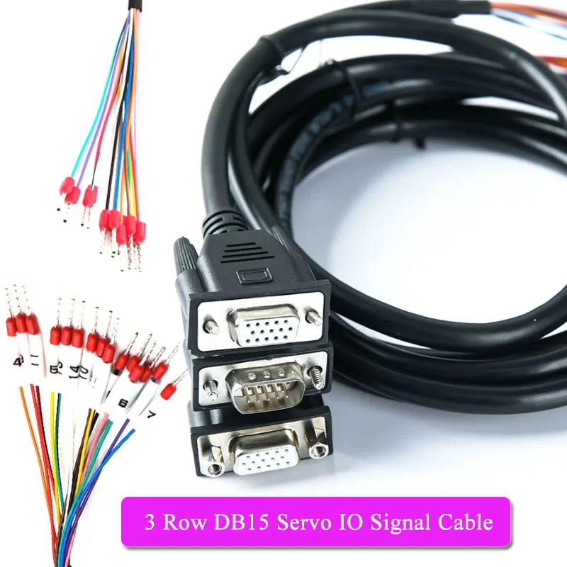 Industrial 3 Row DB15 Connection Terminal Line DB 15 Pin Servo IO Signal Cable Serial/Parallel Cord Male Female Single Head Wire