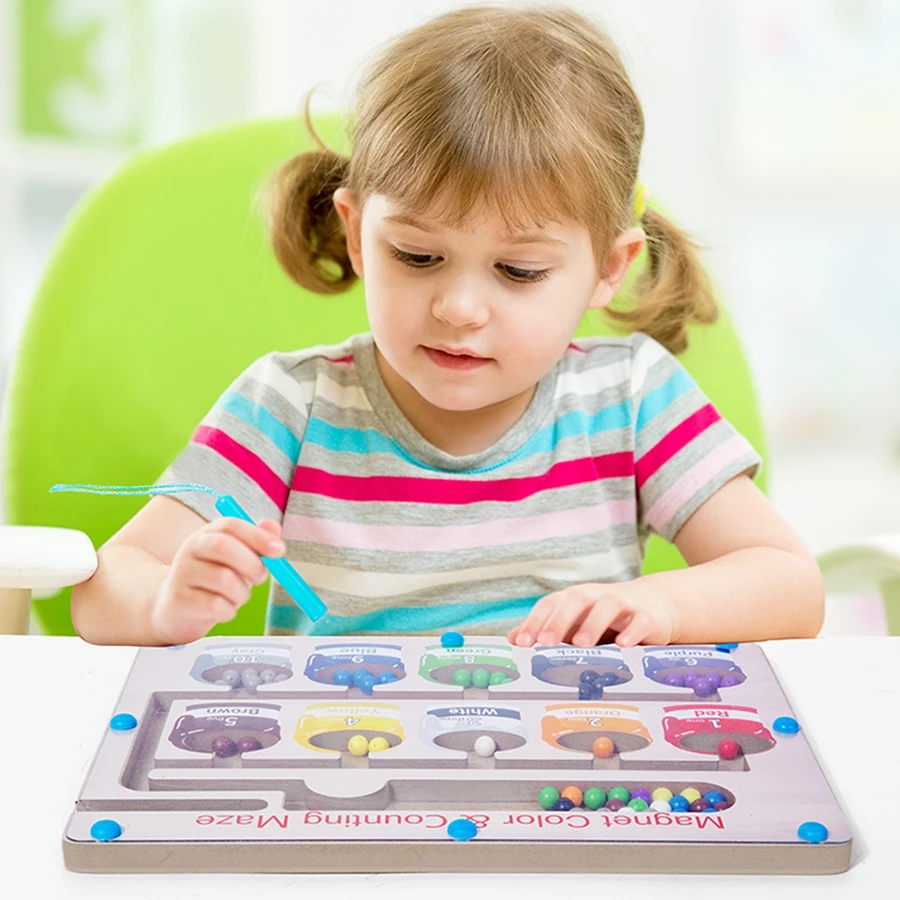 1 Set Montessori Puzzle Toys per bambini Fine Motor Training attrazione magnetica riconoscimento del numero di colore e tabellone da gioco