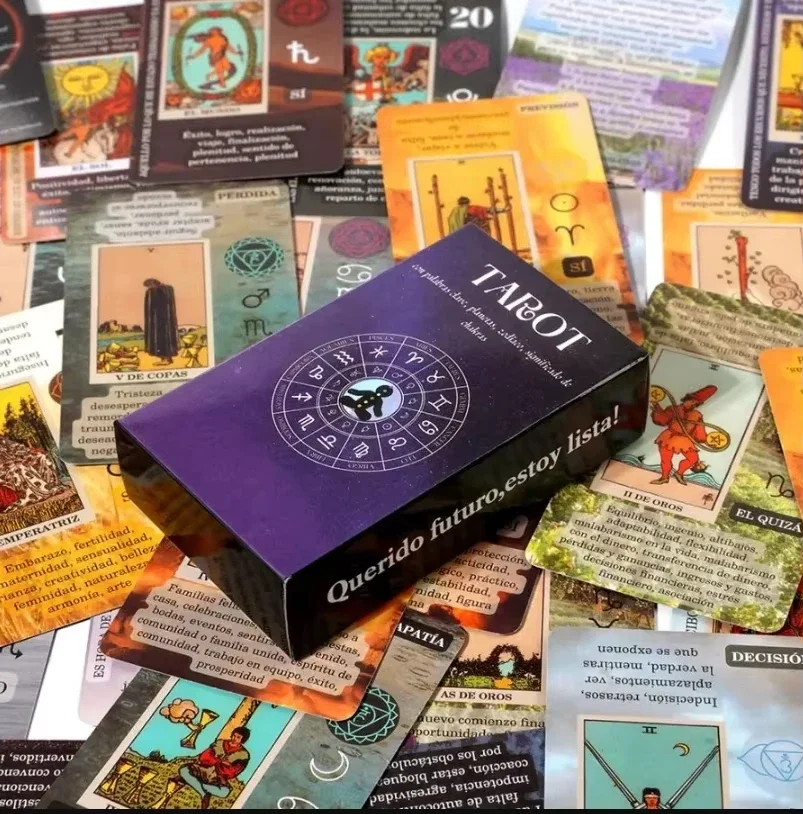 Learning Tarot Cards Deck With Meanings On Them Learn New Spanish Tarot Cards Party Game Divination Tarot Card Game