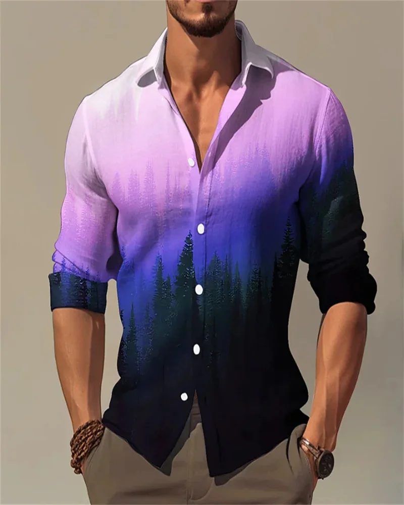 Camisa de diseño de diseñador de moda Simple para hombre, solapa de cuello alto, informal, calle al aire libre, patrón HD, top suave y cómodo