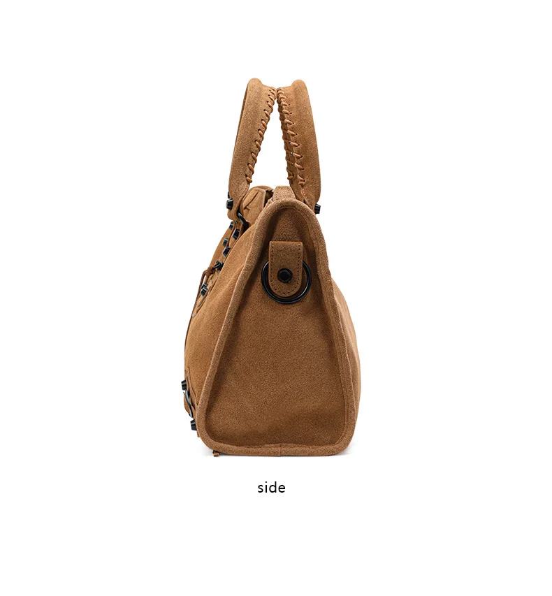 Aidrani Echtes Leder Amerikanische Retro-Wildleder-Handtasche für Damen, Große Motorradtasche, Hochwertige Pendler-Handtasche – Detail 10
