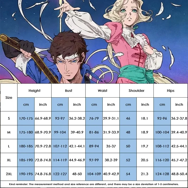 أزياء أنيمي Castlevania Nocturne Richter Belmont التأثيرية أزياء موحدة وسراويل علوية وقفاز بدلة للبالغين أزياء حفلات الهالوين للرجال