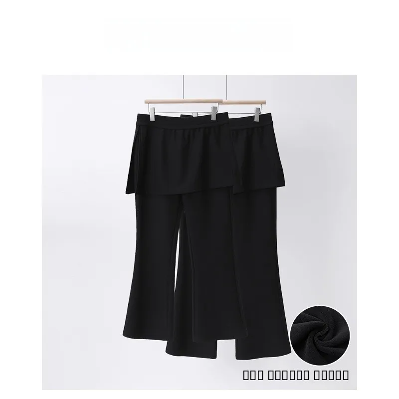 

Брюки-клеш с высокой талией, утепленные, эластичные, повседневные, зимние, стройнящие, универсальные H625K20823, из полиэфирного волокна