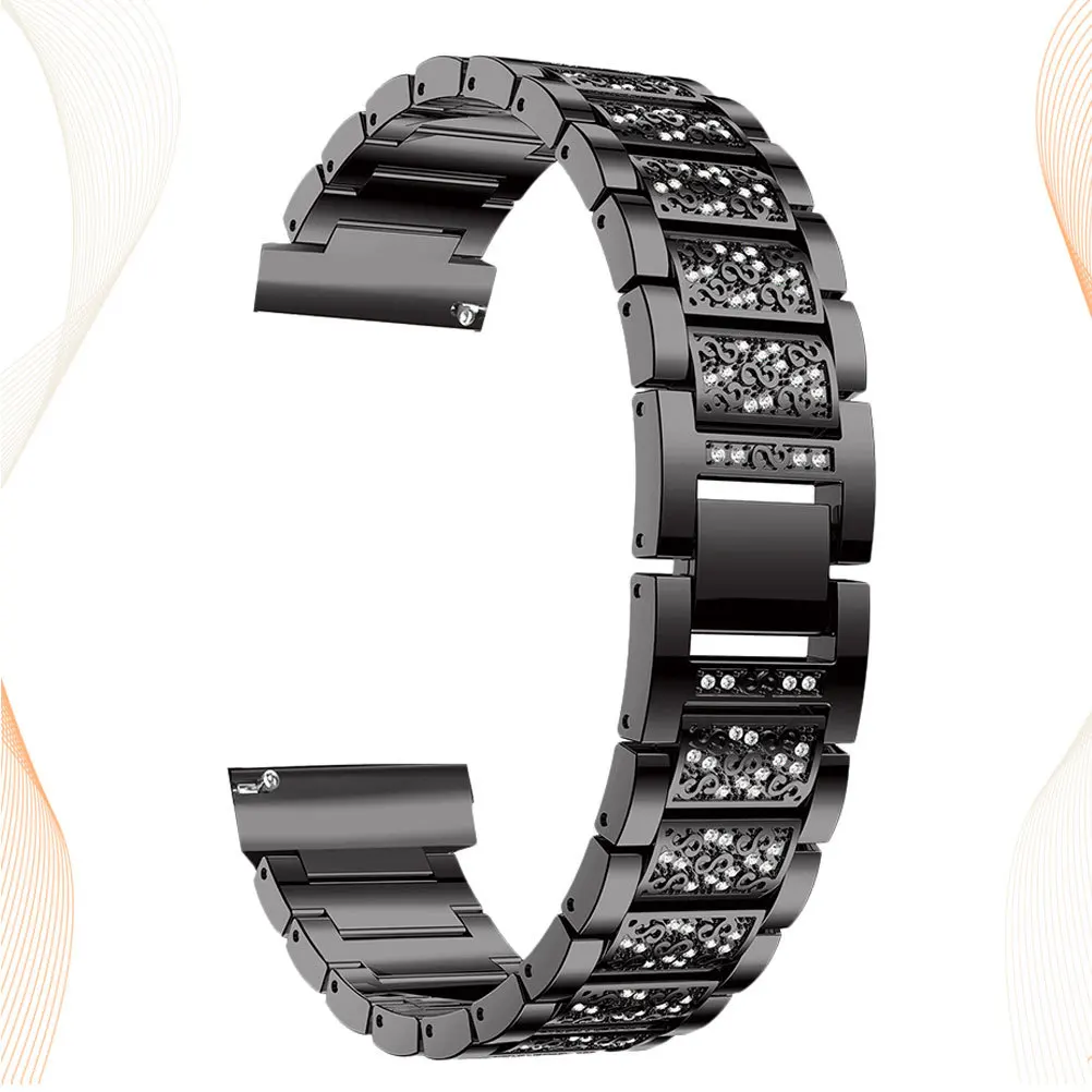 

Stylish Metal Diamond Watch Strap Skin-Friendly Adjustable Fashion Accessory for Black Watch Replacement Band