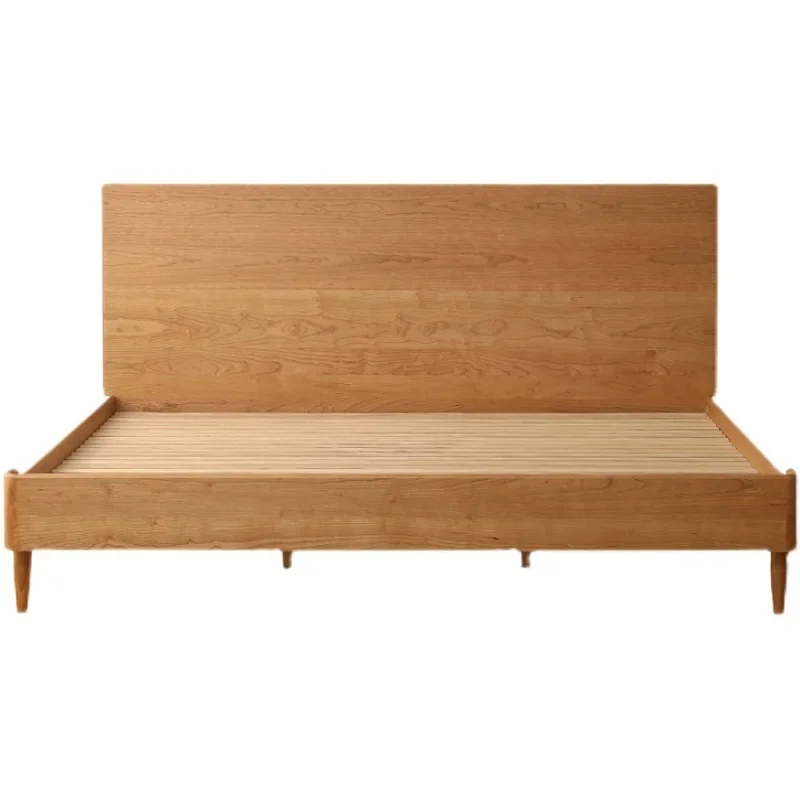 

Nordic all solid wood Japanese-style simple double bed, walnut suspended handmade wedding bed