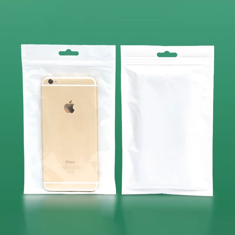 100 pieces of white pearlescent film ziplock bags, translucent digital product packaging bags with company logo printed on them