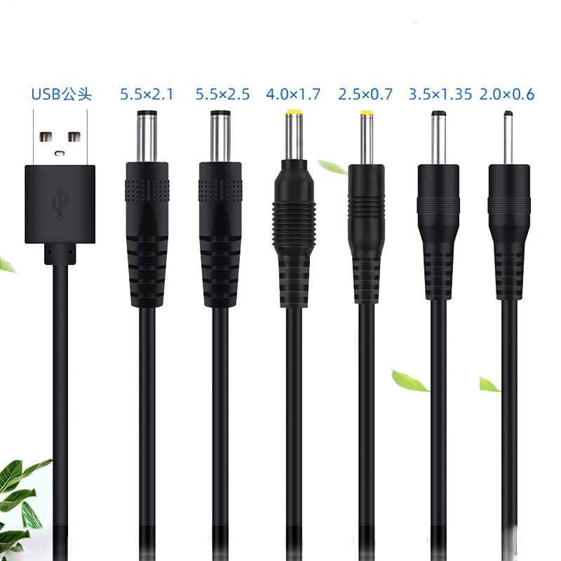 USB do DC 3,5 * 1,35 mm 2,0 * 0,6 mm 2,5 * 0,7 mm 4,0 * 1,7 mm 5,5 * 2,1 mm 5,5 * 2,5 mm Wtyczka Jack DC 5 V Przedłużacz kabla zasilającego
