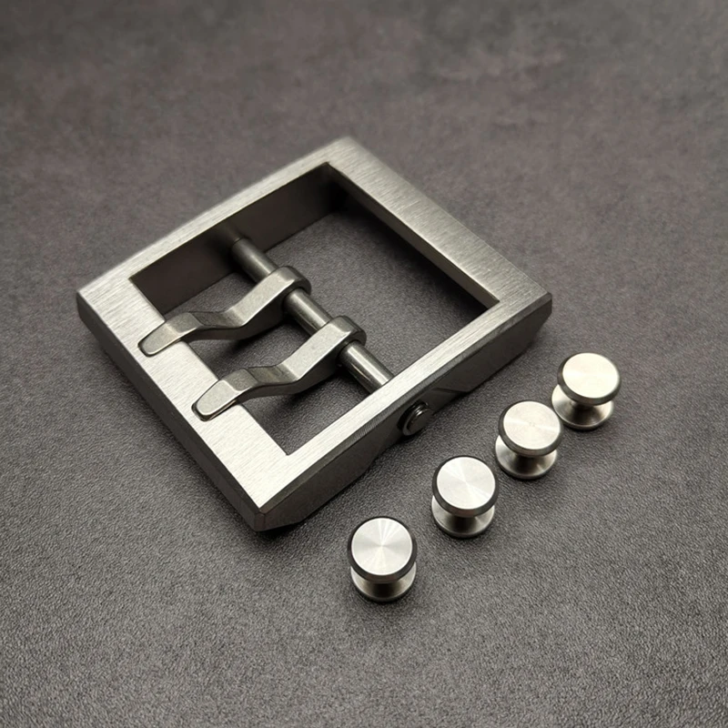 Solid Titanium Alloy  4.5 Cm Double Rod Buckle Leather Belt Buckle