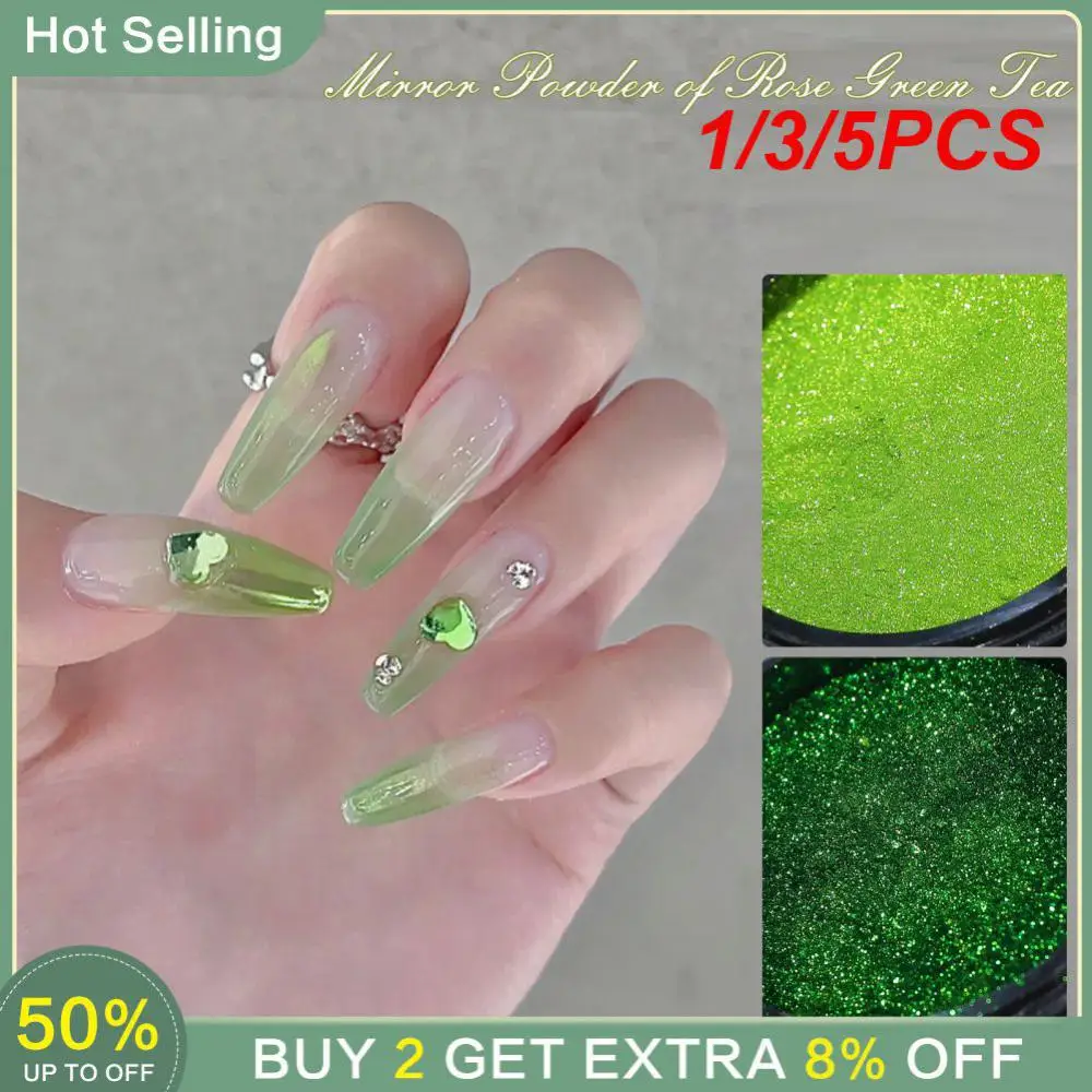 1/3/5PCS Summer Nail Art Unique Nail Decoration Stunning Light Green Nail Decoration Nail Mirror Powder Trendy Must-have