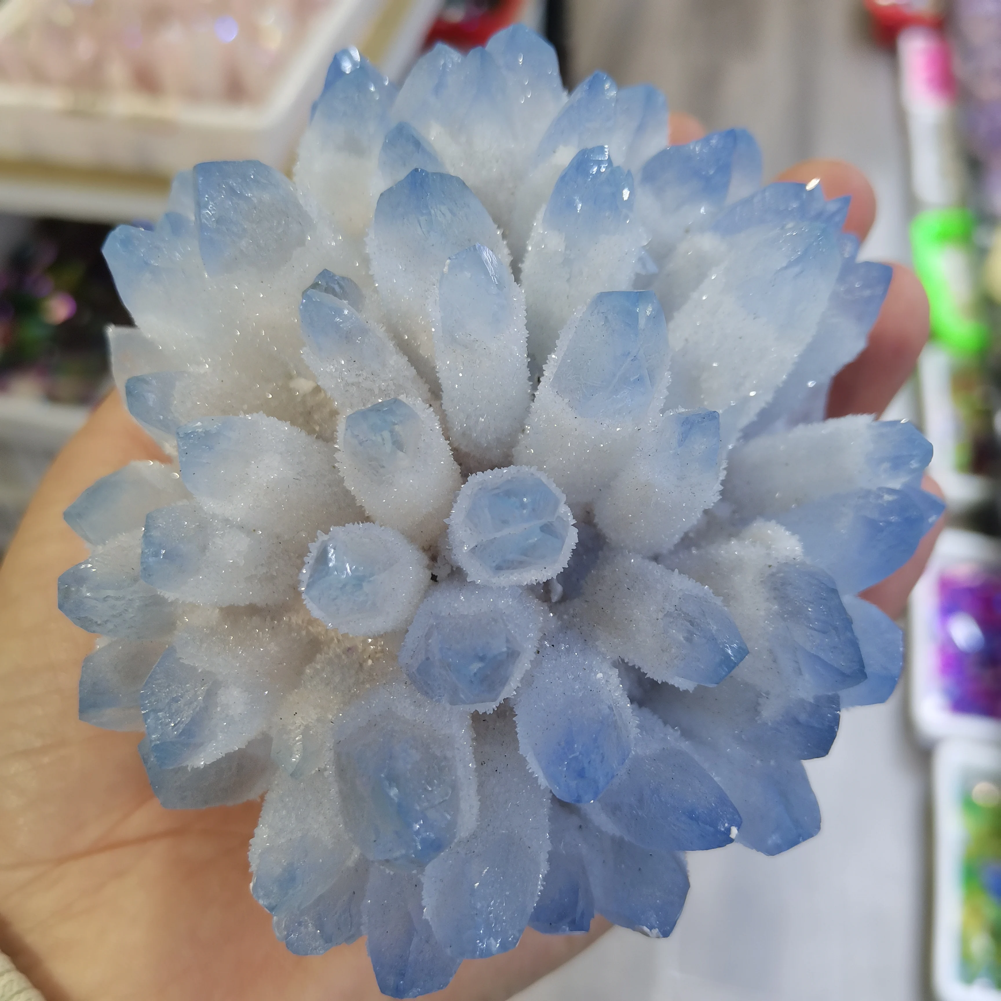 Imagem -06 - Cristais Naturais Bonito Azul Fantasma Quartz Crystal Cluster Decoração de Casa Espécime Cura Home Decor Presentes 800g