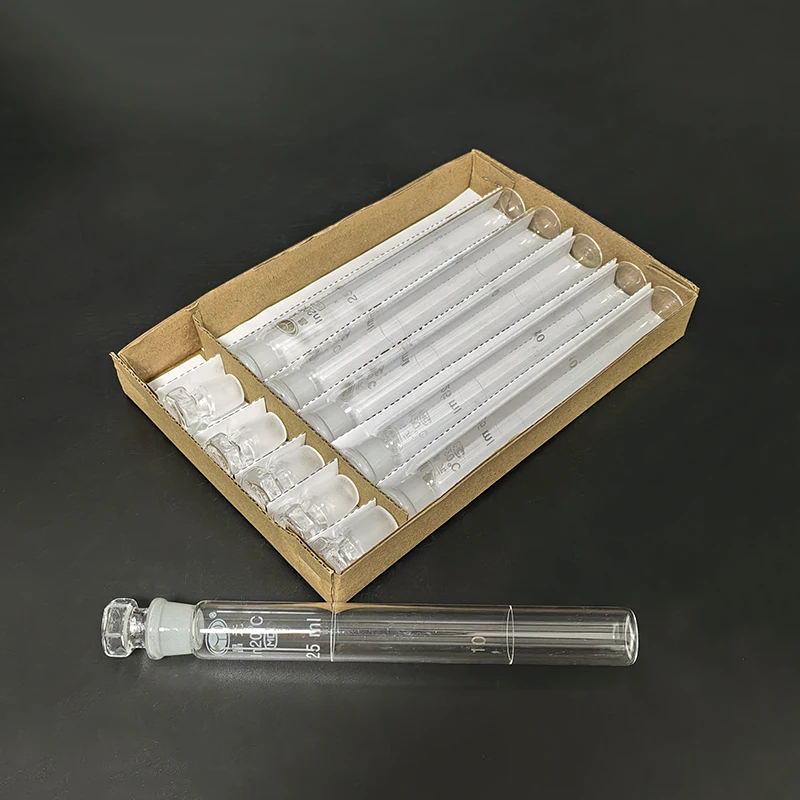 CHANGYUAN Colorimetric tube with stopper, Capacity 10mL 25mL 50mL 100mL, Nessler colorimetric tube, Borosilicate glass, 6pcs/box