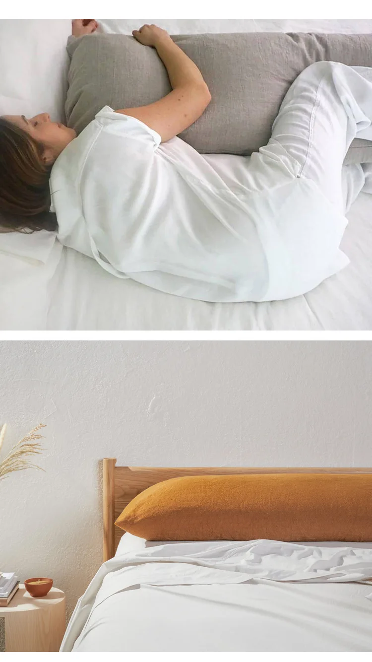 Doppelter langer Kissenbezug, 100 % reiner Leinen-Kissenbezug, Euro-Sham für Bett, Umschlag-Kissenbezug in Sondergröße, antibakteriell, milbenhemmend – Detail 8