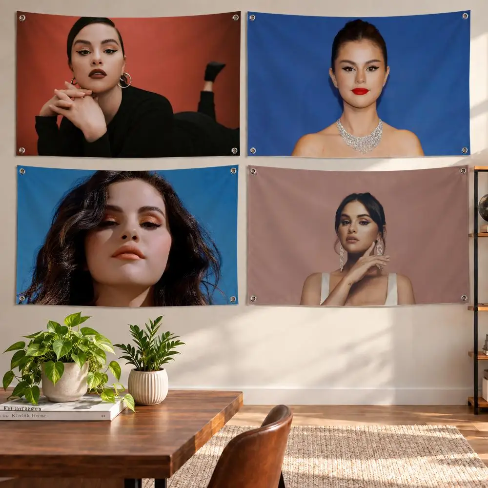 Singer Selena Gomez Flags Aesthetic Wall Tapestry Printed Wall Hanging Living Room Party Outdoor Decor